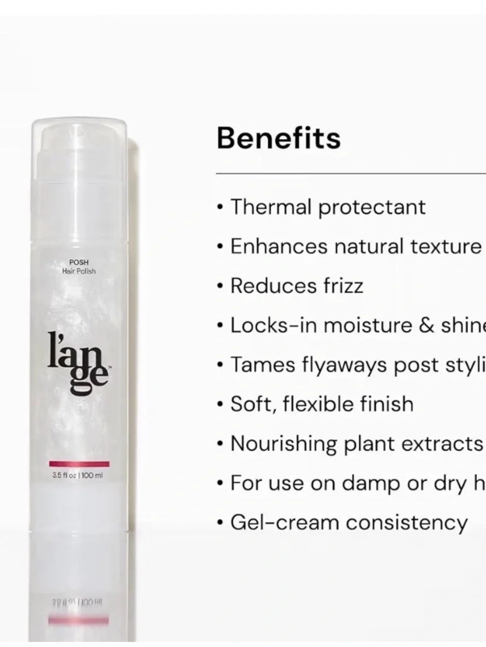 NWT, L'ANGE HAIR, Posh Hair Polish, Thermal Protectant, Frizz Reducer, 3.5 oz